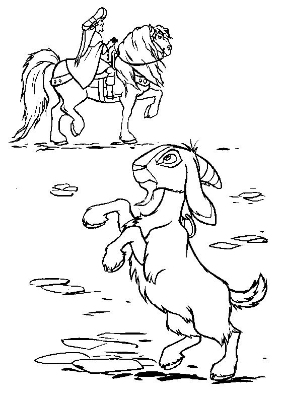 coloriage la chevre regarde le cavalier